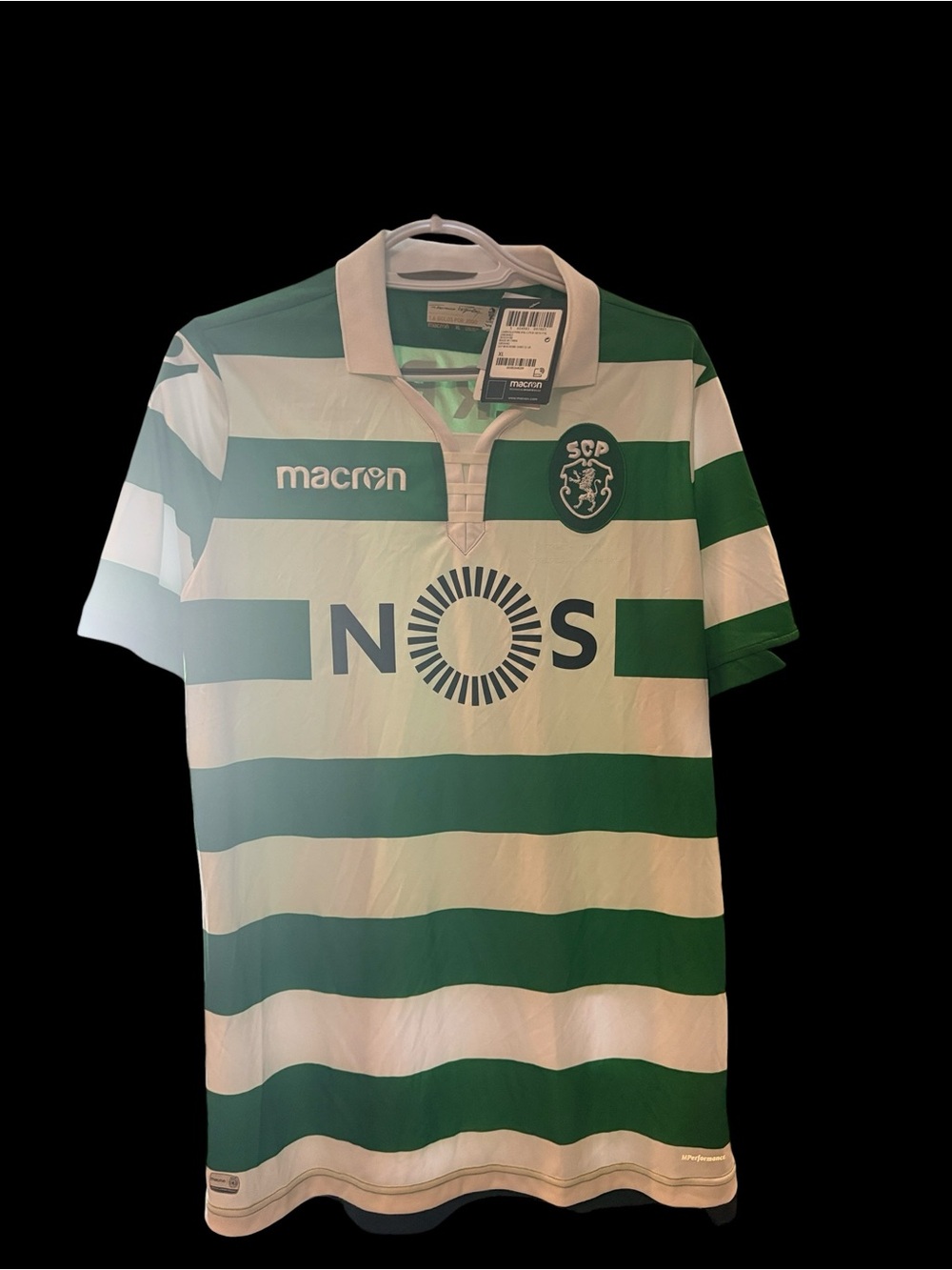 SPORTING LISBON 2017/2018 HOME FOOTBALL SHIRT JERSEY CAMISETA MACRON size XL